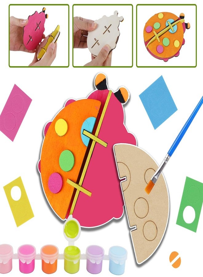 Glintoper Wooden Insect Crafts Painting Kit for Kids, 5 Piece Set 3D Insect Puzzle with Brushes & Paint, Gift for Boys Girls Age 3 4 5 6 7 8, DIY Your Own for Christmas Easter Birthday Party Favors - Image 4